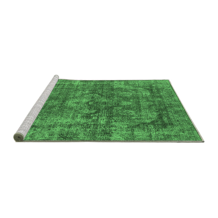 Sideview of Machine Washable Oriental Emerald Green Industrial Area Rugs, wshurb1854emgrn