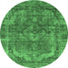 Round Oriental Emerald Green Industrial Rug, urb1854emgrn