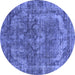 Round Oriental Blue Industrial Rug, urb1854blu