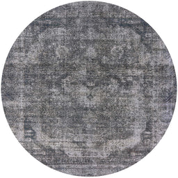 Round Mid-Century Modern Dark Gray Oriental Rug, urb1854