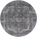 Round Mid-Century Modern Dark Gray Oriental Rug, urb1854