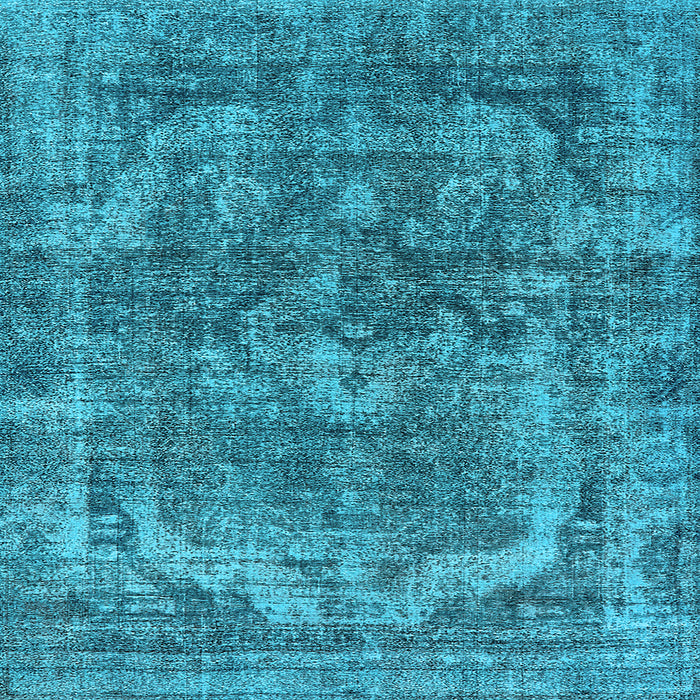 Square Machine Washable Oriental Light Blue Industrial Rug, wshurb1854lblu