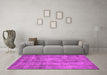 Machine Washable Oriental Pink Industrial Rug in a Living Room, wshurb1855pnk