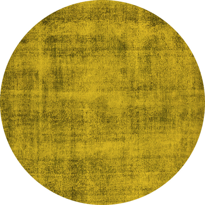 Round Oriental Yellow Industrial Rug, urb1855yw