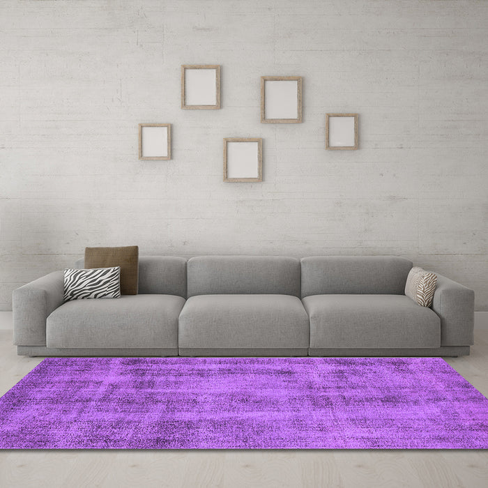 Machine Washable Oriental Purple Industrial Area Rugs in a Living Room, wshurb1855pur
