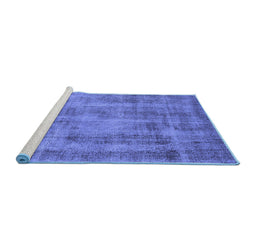 Sideview of Machine Washable Oriental Blue Industrial Rug, wshurb1855blu