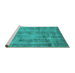 Sideview of Machine Washable Oriental Turquoise Industrial Area Rugs, wshurb1855turq