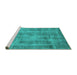 Sideview of Machine Washable Oriental Turquoise Industrial Area Rugs, wshurb1855turq