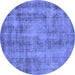 Round Oriental Blue Industrial Rug, urb1855blu