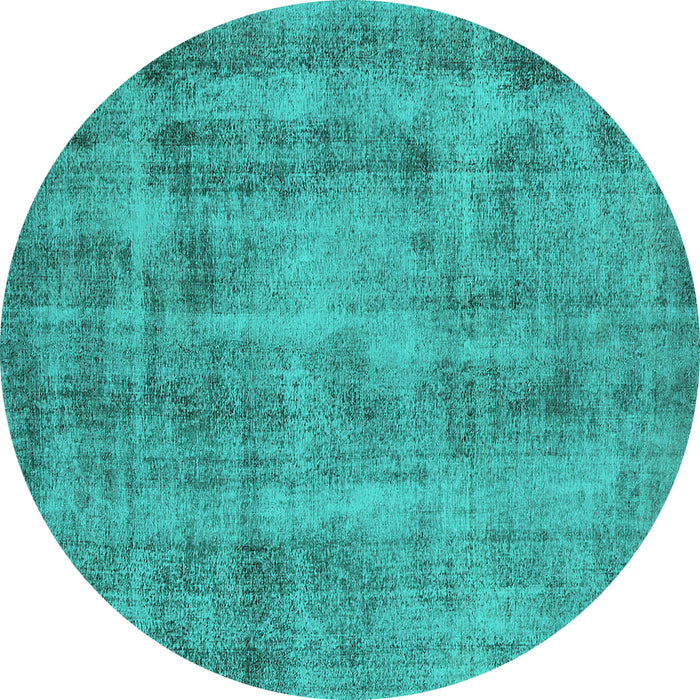 Round Oriental Turquoise Industrial Rug, urb1855turq