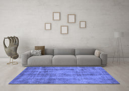 Machine Washable Oriental Blue Industrial Rug in a Living Room, wshurb1855blu
