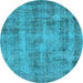 Round Oriental Light Blue Industrial Rug, urb1855lblu