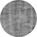 Round Machine Washable Oriental Gray Industrial Rug, wshurb1855gry