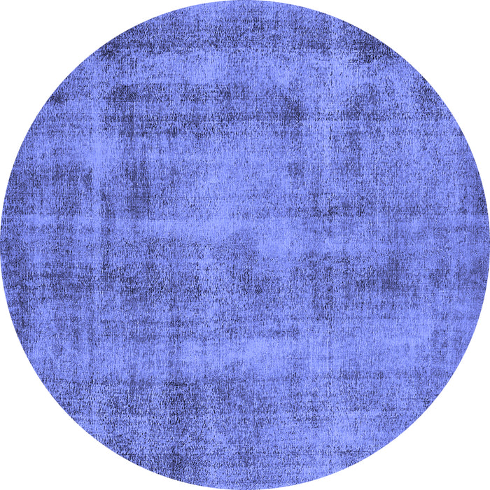 Round Machine Washable Oriental Blue Industrial Rug, wshurb1855blu