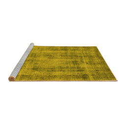 Sideview of Machine Washable Oriental Yellow Industrial Rug, wshurb1855yw