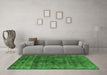 Machine Washable Oriental Green Industrial Area Rugs in a Living Room,, wshurb1856grn