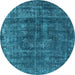 Round Oriental Light Blue Industrial Rug, urb1856lblu