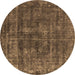 Round Oriental Brown Industrial Rug, urb1856brn