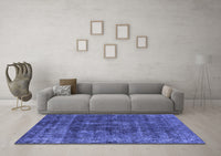 Machine Washable Oriental Blue Industrial Rug, wshurb1856blu