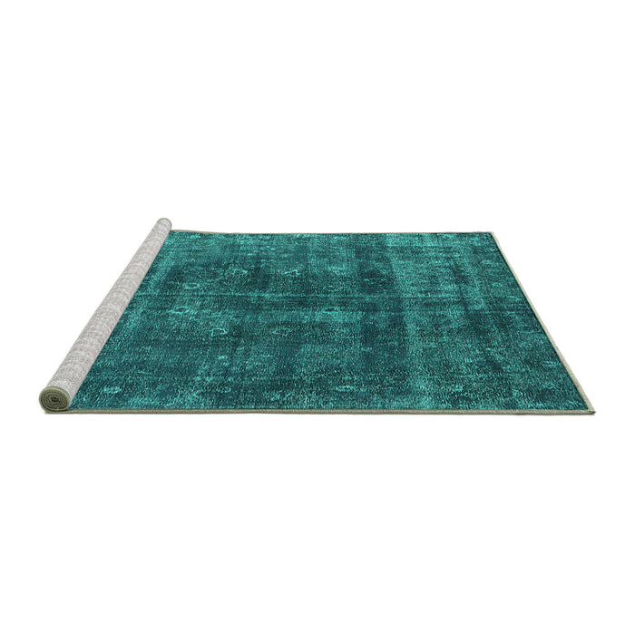 Sideview of Machine Washable Oriental Turquoise Industrial Area Rugs, wshurb1856turq