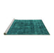 Sideview of Machine Washable Oriental Turquoise Industrial Area Rugs, wshurb1856turq