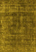 Machine Washable Oriental Yellow Industrial Rug, wshurb1856yw
