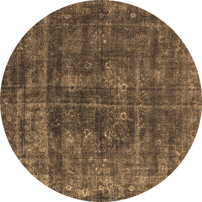 Round Machine Washable Oriental Brown Industrial Rug, wshurb1856brn