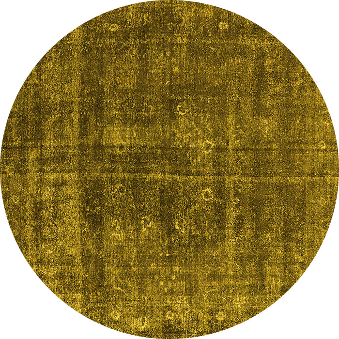 Round Oriental Yellow Industrial Rug, urb1856yw