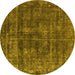 Round Oriental Yellow Industrial Rug, urb1856yw