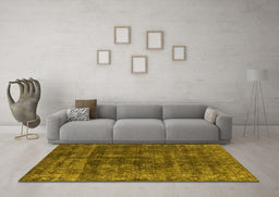 Machine Washable Oriental Yellow Industrial Rug in a Living Room, wshurb1856yw