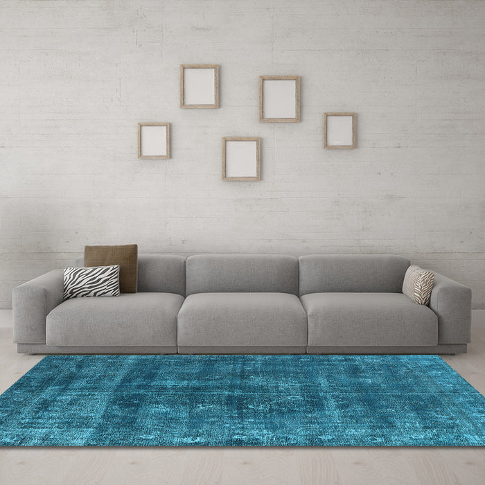 Machine Washable Oriental Light Blue Industrial Rug in a Living Room, wshurb1856lblu