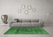 Machine Washable Oriental Emerald Green Industrial Area Rugs in a Living Room,, wshurb1856emgrn