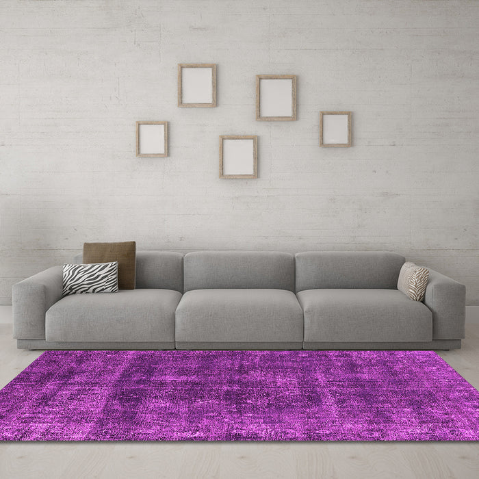 Machine Washable Oriental Pink Industrial Rug in a Living Room, wshurb1856pnk