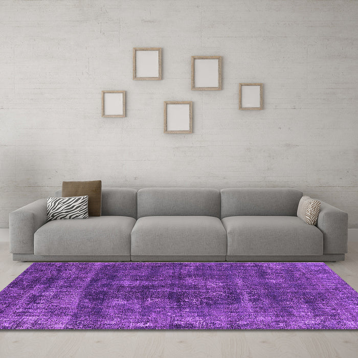 Machine Washable Oriental Purple Industrial Area Rugs in a Living Room, wshurb1856pur