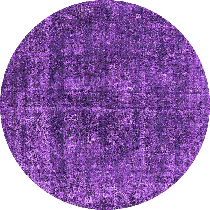 Round Machine Washable Oriental Purple Industrial Area Rugs, wshurb1856pur