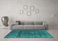 Machine Washable Oriental Turquoise Industrial Rug, wshurb1856turq