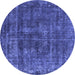 Round Oriental Blue Industrial Rug, urb1856blu