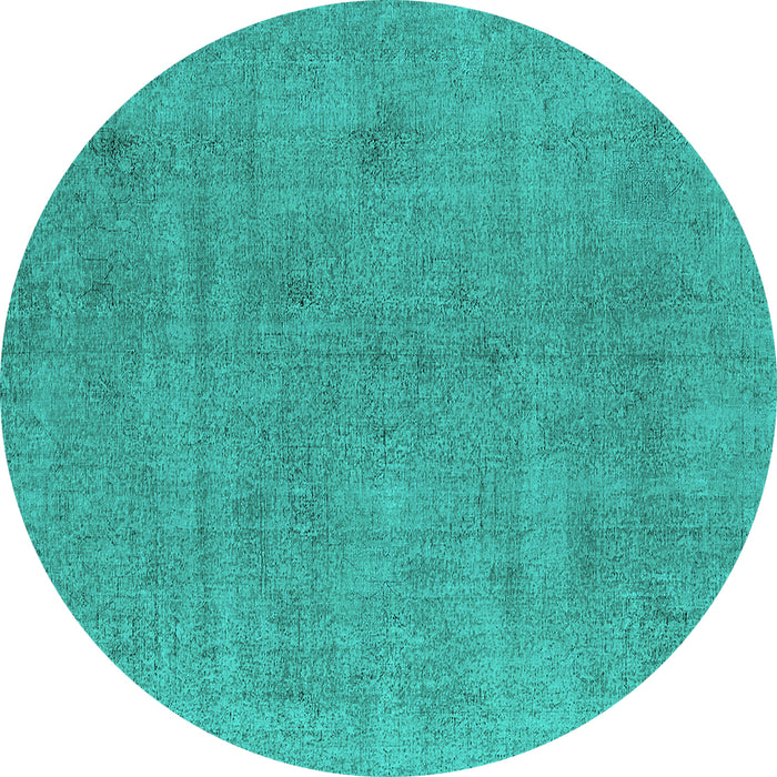 Round Oriental Turquoise Industrial Rug, urb1857turq