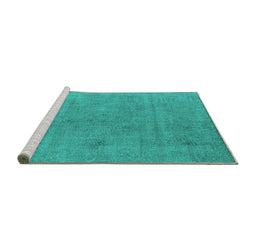 Sideview of Machine Washable Oriental Turquoise Industrial Area Rugs, wshurb1857turq