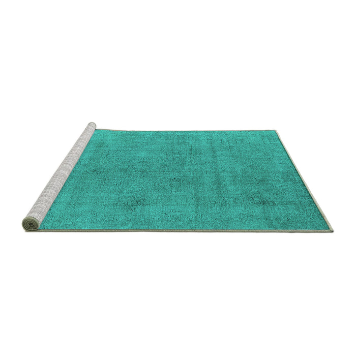 Sideview of Machine Washable Oriental Turquoise Industrial Area Rugs, wshurb1857turq