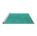 Sideview of Machine Washable Oriental Turquoise Industrial Area Rugs, wshurb1857turq