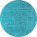 Round Oriental Light Blue Industrial Rug, urb1857lblu