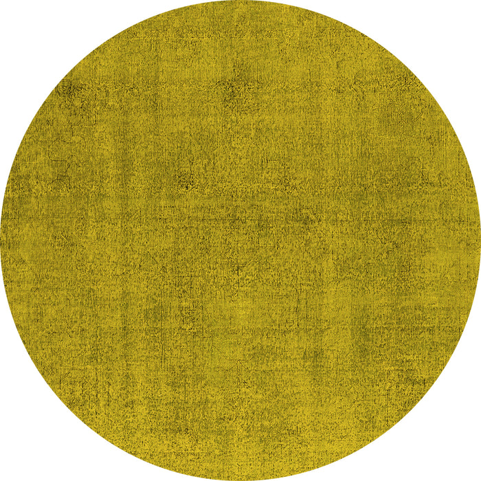 Round Oriental Yellow Industrial Rug, urb1857yw