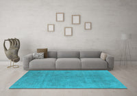 Machine Washable Oriental Light Blue Industrial Rug, wshurb1857lblu