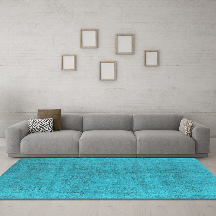 Machine Washable Oriental Light Blue Industrial Rug in a Living Room, wshurb1857lblu