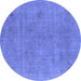 Round Oriental Blue Industrial Rug, urb1857blu