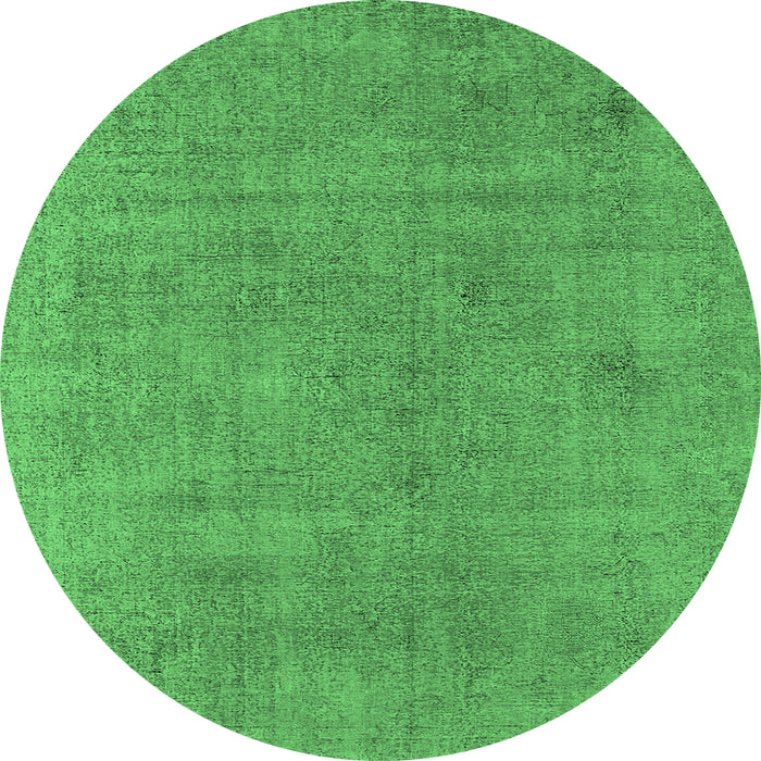 Round Oriental Emerald Green Industrial Rug, urb1857emgrn