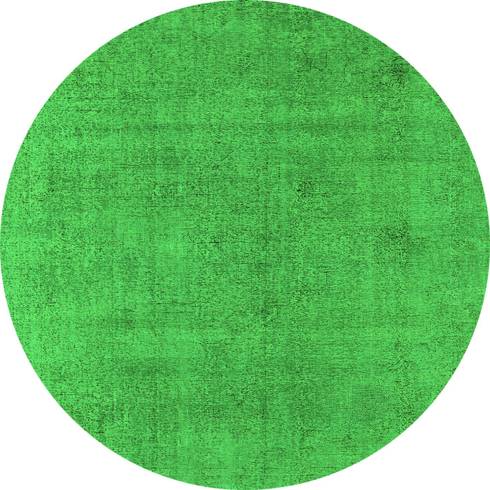 Round Oriental Green Industrial Rug, urb1857grn