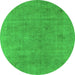 Round Oriental Green Industrial Rug, urb1857grn