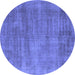 Round Oriental Blue Industrial Rug, urb1858blu